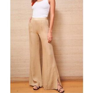 La Ligne Lizzie Pants Linen Wide Leg Side Slide Khaki Pants Size 2 NWT
